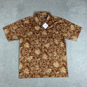 NWT Peruvian Connection Baja Shirt Mens Medium‎ M Floral Camp Collar Pima Cotton